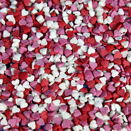 Посыпка кондитерская "Сердечки красно-бело- розовые мини", 50 гр