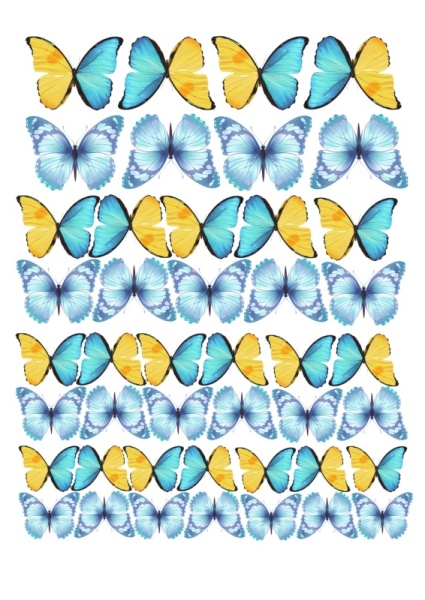 Бабочки разноцветные №3, картинка на сахарной бумаге