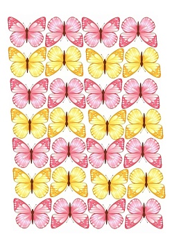 Бабочки разноцветные №2, картинка на сахарной бумаге
