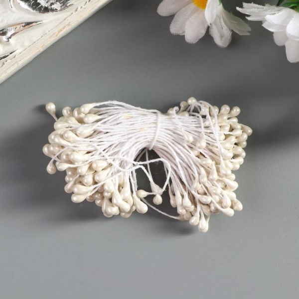 Тычинки "Капельки белые" длина 6 см, 10 шт