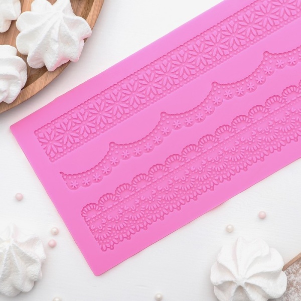 Коврик для айсинга Доляна «Ретро», 40×12 см, цвет розовый