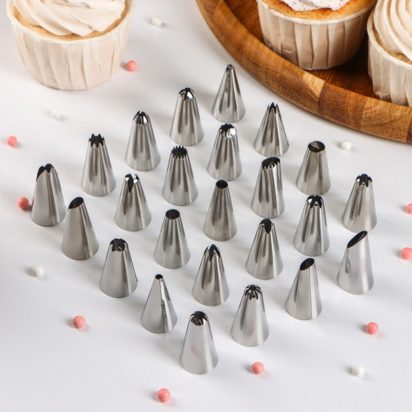 Набор насадок кондитерских, d=1,5 см, 24 шт, в кейсе