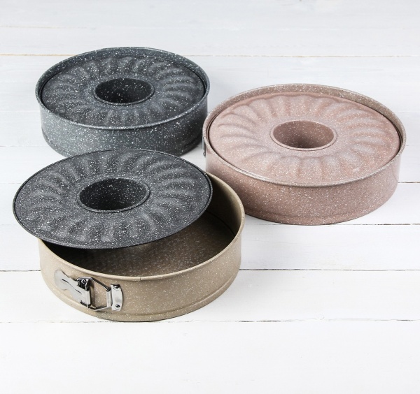 Форма для выпечки Доляна «Элин Мрамор. Немецкий кекс», 26,3×6,8 см, со вкладышем для немецкого кекса, съёмное дно, антипригарное покрытие