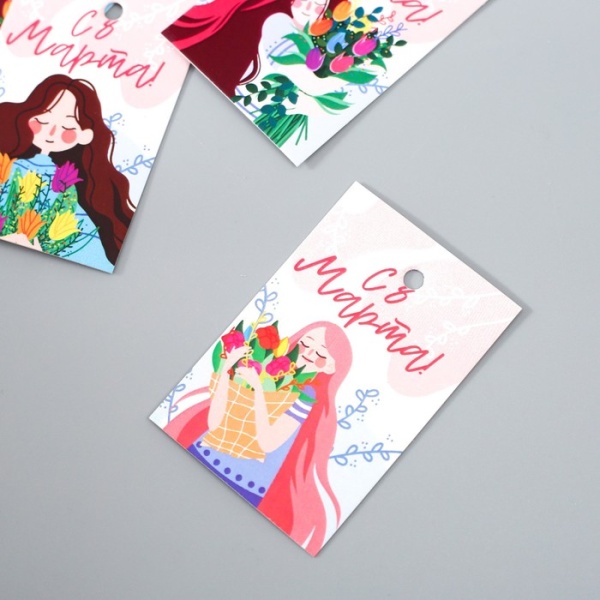 Бирка картон "Девушка с букетом" набор 10 шт (5 видов) 4х6 см Бирка картон "Девушка с букетом" набор 10 шт (5 видов) 4х6 см