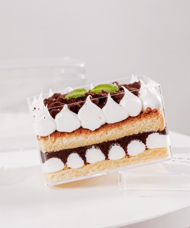 Креманка для десертов с крышкой квадратная CAKE BOX (кейк бокс), 350 мл