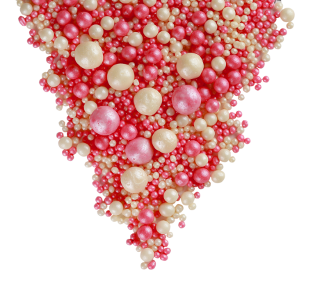 Взорванные зёрна риса №109 "Жемчуг розовый, серебро 3-10 мм", 50 гр