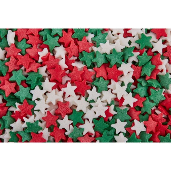 Посыпка кондитерская "Звезды красные, белые, зеленые", 50 гр