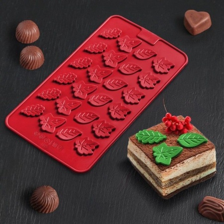 Форма для льда и шоколада Листики, 24 ячейки, цвет МИКС