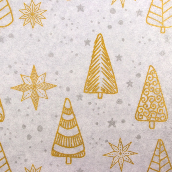 Бумага силиконизированная «Елки», золотые в листах, 18*18 см, набор 10 шт