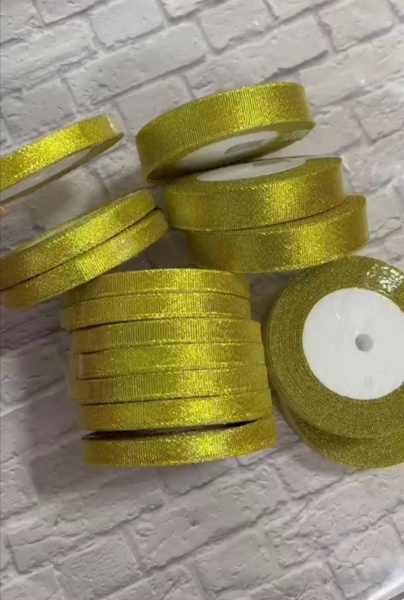 Лента парчовая 6 мм, 22 ± 1 м, цвет золото