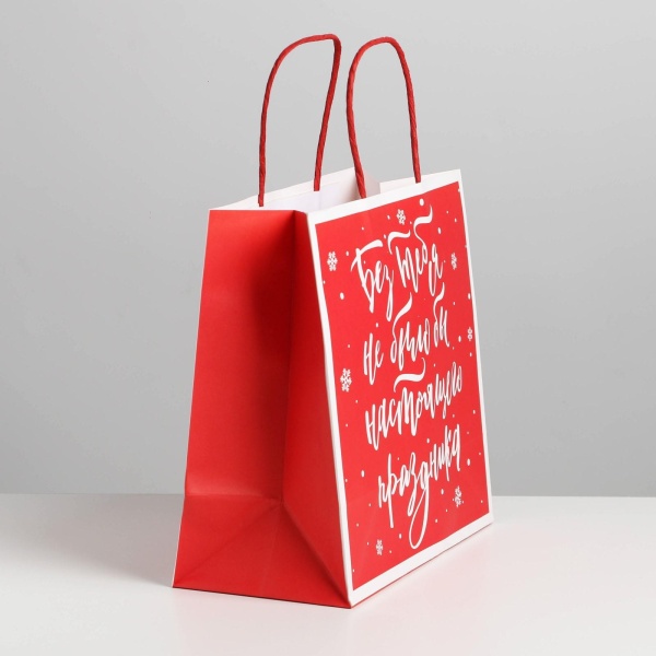 Пакет подарочный «С Новым годом!», 22 х 22 х 11 см