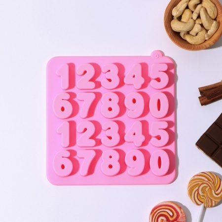 Форма для льда и шоколада «Цифры», 16×16×2 см, 20 ячеек, силикон