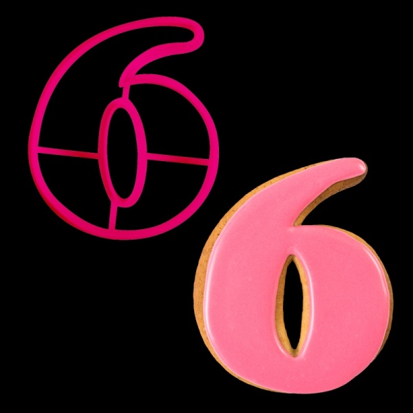 Вырубка для пряника Цифры 6 (цифра 9), размер 8 см, пластик