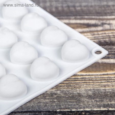 Форма для муссовых десертов и выпечки Доляна «Сердца», 29,7×17,3×1,5 см, 35 ячеек, 2,7×2,5 см