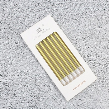 Набор свечей для торта «Happy Birthday, 6 в 1», 10,5 см, золотой металлик