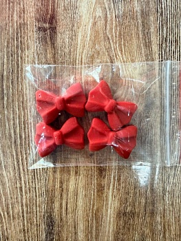 Фигурка из шоколадной глазури "Бантики №5" красные, 2,5 см, 4 шт