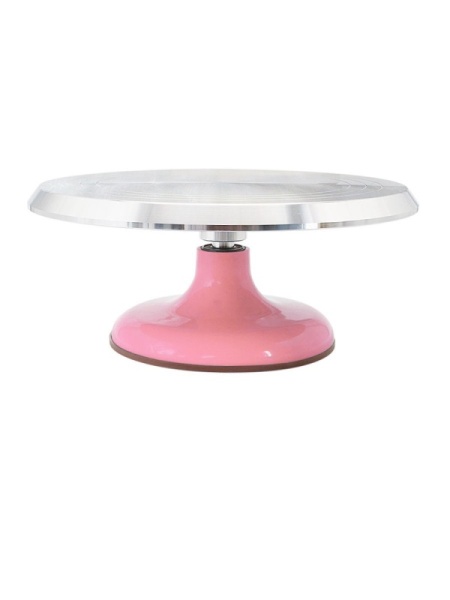 Столик вращающийся профессиональный металлический Д31см (цвет ножки розовый)