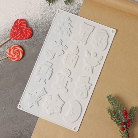 Форма для льда и шоколада «Новый год» большая, 29,3×17,3 см, 12 ячеек