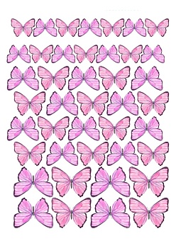 Бабочки розовые №5, картинка на сахарной бумаге