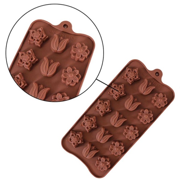 Форма для льда и шоколада Весенний букет, 22×10,5 см, 15 ячеек