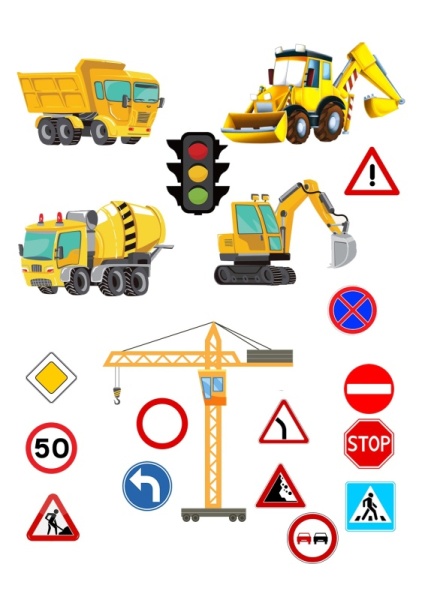 Строительная техника №5, картинка на сахарной бумаге