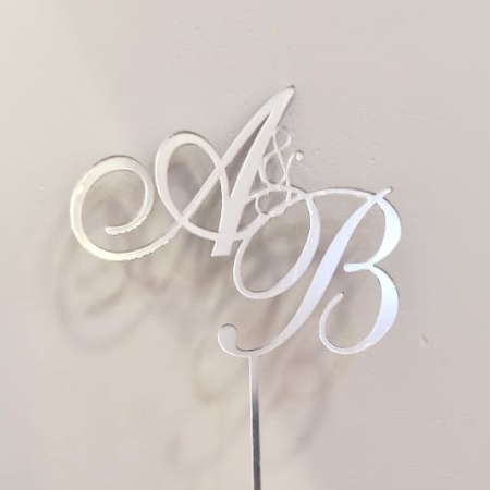 Акриловый топпер по индивидуальным размерам, Инициалы, 10*11 см