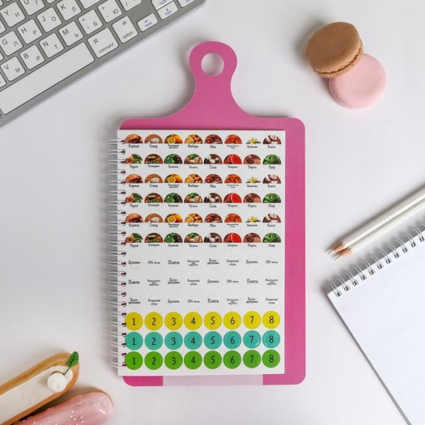 Кулинарная книга для записей на картонной доске, с наклейками, 60 листов «Счастье есть»