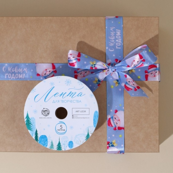Лента атласная " Зимний праздник" 20 мм, 5 м