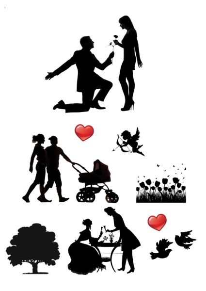 Силуэт семья №2, картинка на сахарной бумаге