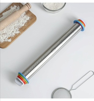 Скалка с ограничителями кондитерская, 43*5,5 см, рабочая часть 35 см