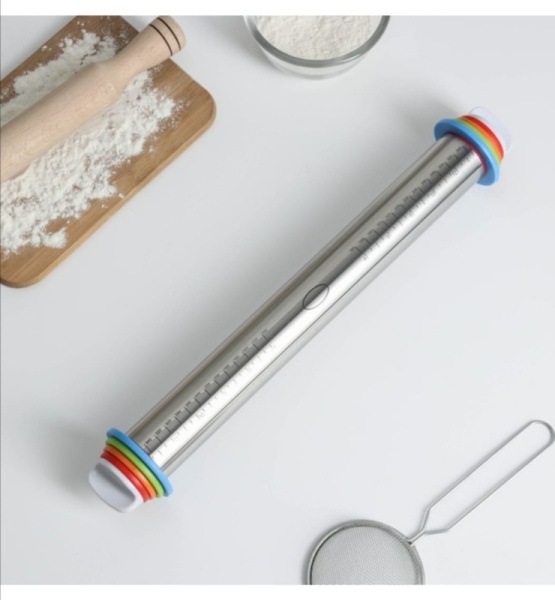 Скалка с ограничителями кондитерская, 43*5,5 см, рабочая часть 35 см