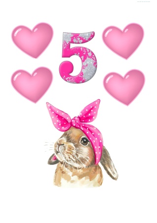 Зайка 5 лет №1, картинка на сахарной бумаге
