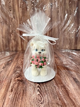 Фигурка из шоколадной глазури "Мишка с тюльпанами"