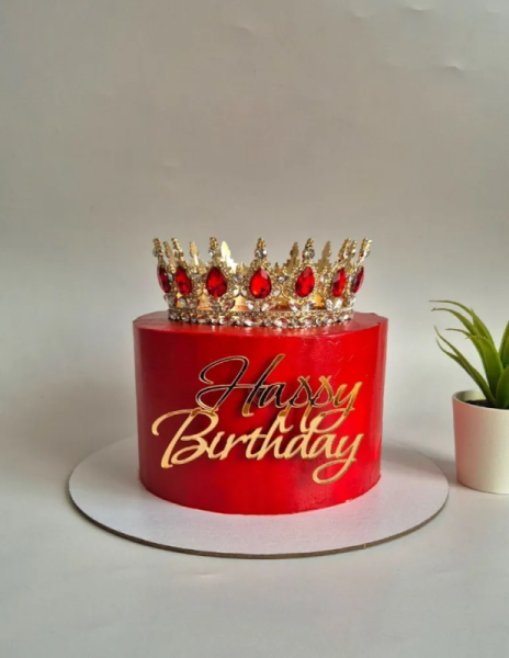 Декоративная корона для торта, 12,5 см, золото с красными камнями