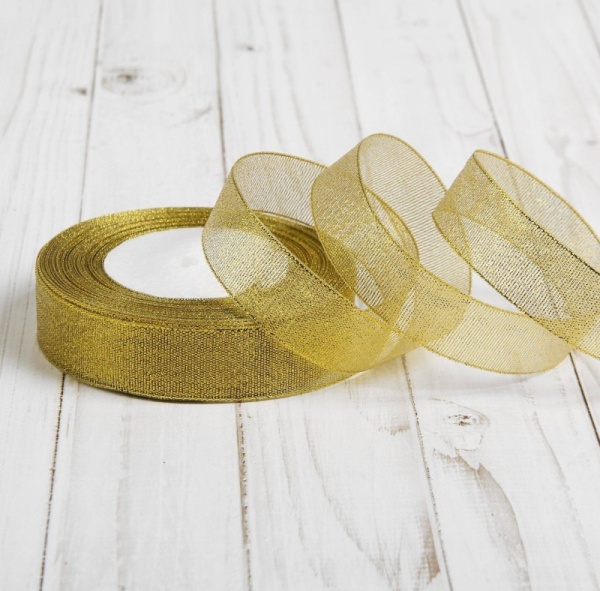 Лента парчовая 20 мм, 22 ± 1 м, цвет золото