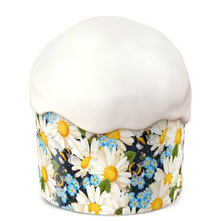 Форма бумажная для кулича на 60 гр "Ромашки" d60xh45 мм