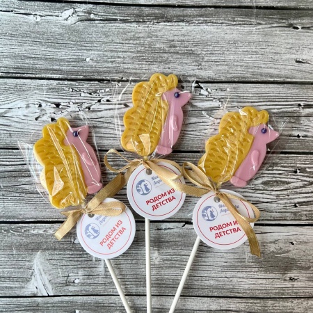 Леденец из изомальта "Ежик", цвет микс, 6,5 см