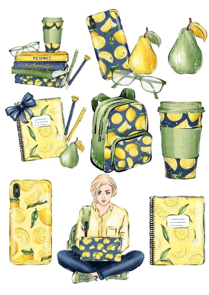 Девушка лимоны №1, картинка на сахарной бумаге