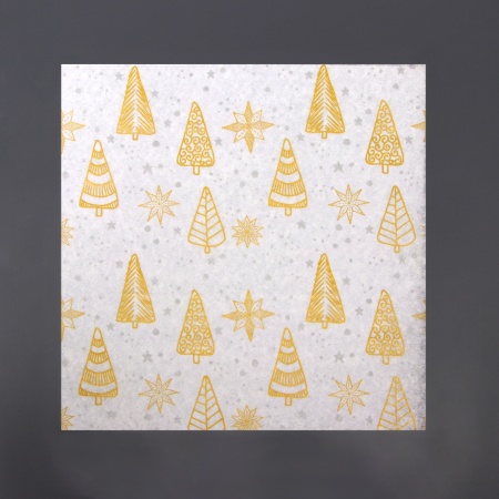 Бумага силиконизированная «Елки», золотые в листах, 18*18 см, набор 10 шт