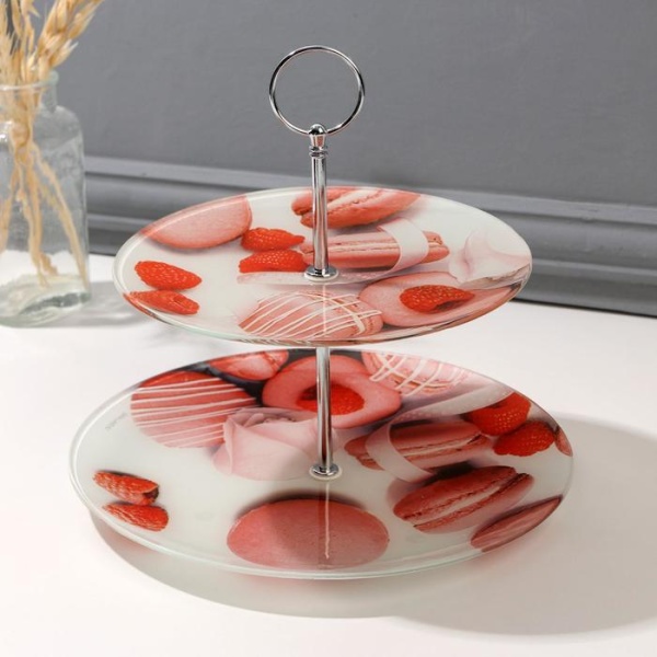 Двухъярусное блюдо «Макаруны», 19,8 см, 25 см