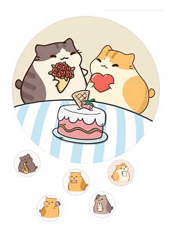 Коты тортик №1, картинка на сахарной бумаге