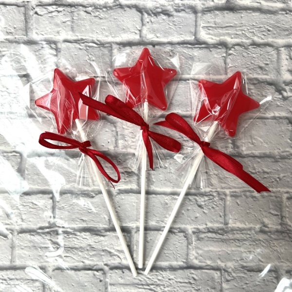 Леденец из изомальта "Звезда", красный матовый, 5 см