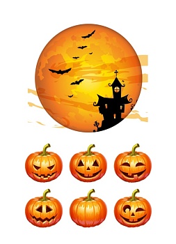 Хэллоуин тыквы №2, картинка на сахарной бумаге