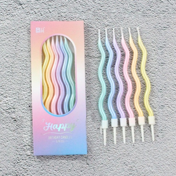 Набор свечей для торта «Happy» (волна, 14 см) 6 шт