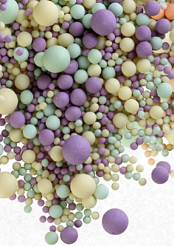 Взорванные зёрна риса №092М "Матовый желтый, сиреневый, изумруд", 50 гр