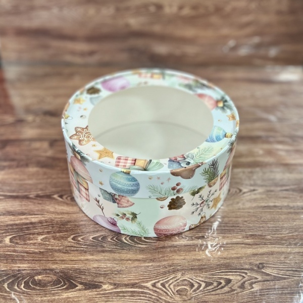Коробка круглая с окном 16*7 см, игрушки