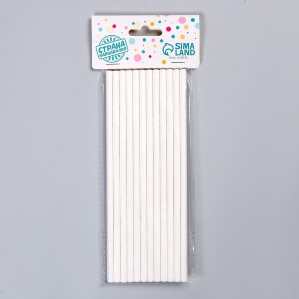 Трубочки для коктейля, набор 12 шт., цвет белый