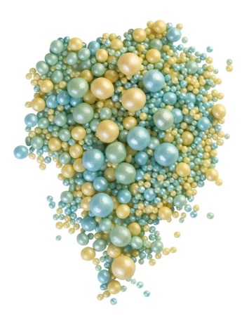 Взорванные зёрна риса №240 "Жемчуг бирюза,желтый,изумруд 3-10 мм" 50 гр