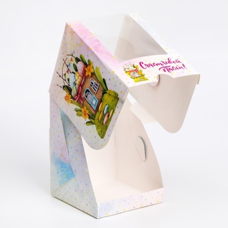 Коробка для кулича и шоколадной фигурки "Пасхальный домик", 12,5 х 9,5 х 9,5 см