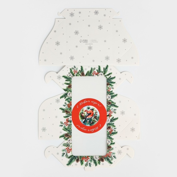 Коробка под бенто-торт с окном "Новогодняя ботаника", 14 х 14 х 8 см